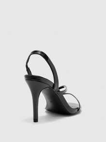 CUCCOO BIZCHIC Women's Simple Black Striped High Heel Round Toe Sandals - Black - View 8