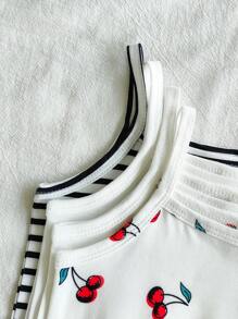 Vintaside Kids 4pcs/Set Baby Girls' Cute Pattern Sleeveless Bodysuit, Casual Summer Style - Multicolor - View 7