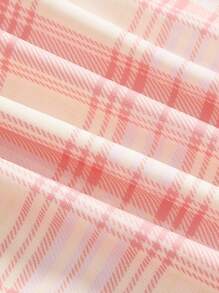 ROMWE J-Fashion Y2K复古格子不对称下摆上衣 - 粉色 - 查看 3