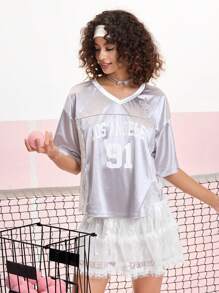 SHEIN MOD White Cinched Waist Romantic Lace Patchwork A-Line Skirt - White - View 4