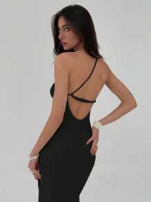 Aloruh Knit Maxi Backless Slit Dress