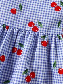 SHEIN Vintaside Kids 2 pezzi / Set Abiti per Bambina Stile Vacanze Primaverili ed Estive con Stampa Ciliegia e a Quadri, Top Slip e Pantaloncini