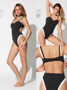 GLOWMODE Inner Glow Quick Dry Chlorine Resistant Balconette Neck High Leg Cut Medium Coverage One Piece Swimsuit Swimming Beach Pool Vacation Resort Travel Summer Wear