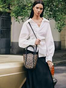 SHECARRY Fashionable Leopard Print Handbag, Work Tote, Leopard Print Cheetah Bag For Women Leopard Comeback - Multicolor - View 6