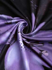 SHEIN Unity Bộ 2 váy đuôi cá màu trơn và chân váy in hoa dự tiệc thanh lịch cho nữ - Màu tím - Xem 3