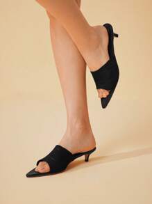 CUCCOO BASICS Vorgeformter Spitzenschuh Stiletto Absatz vielseitige Frauen High Heel Sandalen - Schwarz - Übersicht 1