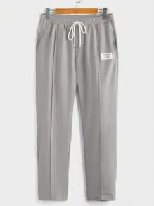 SHEIN 2 Pieces Set: Teen Boys Casual Loose Comfortable Solid Color Versatile Short Sleeve Top & Straight Leg Pants - Grey - View 3