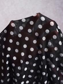 Lavishia 女士圆点印花立领修身时尚背心母亲节夏季、教堂毕业夏季上衣 - 黑與白 - 查看 8