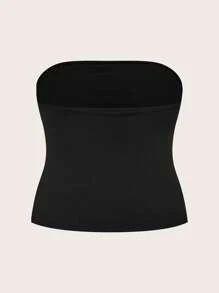 Calvaya 大码休闲时尚抹胸露肩上衣套装