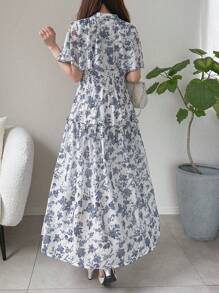 FRIFUL 女士长款连衣裙，带肩披肩，适合夏季假期约会和外出。 - 藏蓝色 - 查看 5