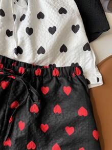 SHEIN Unity 3 Stücke Damen romantische Herz bedruckte bunte Lässig Shorts, Sommer - Verschiedenfarbig - Übersicht 4