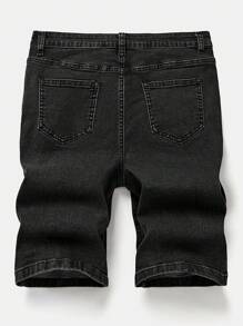 SHEIN Teen Boy Fashion Casual Vintage Cut Out Ripped Frayed Design Black Comfortable Tight Denim Boys Shorts For Teen Boy Clothes Boys Soft Dailywear And Teen Boy Summer And Spring Rave Outfits Festival And Beach Outfits Clothes