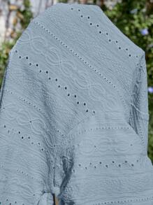 SHEIN Maternity Vacation Floral Embroidery Pleated Halter Neck Tank Top