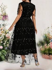 Bellastra Women's Wedding Reception Light Lace-Trimmed Cocktail Dress - Black - View 2