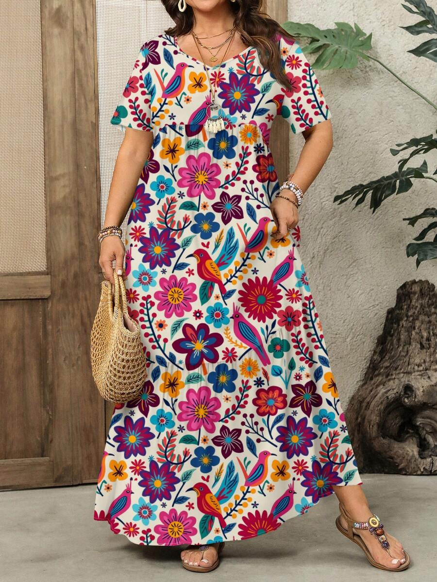 EMERY ROSE Đầm thường ngày in hoa cỡ lớn, phù hợp cho mùa hè - trắng - Xem 1