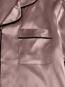 3 件套女士纯色撞色边短袖上衣和短裤睡衣套装