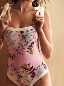 MOTF PREMIUM Traje de baño de una pieza con estampado floral y nudo - Multicolor - Ver 2