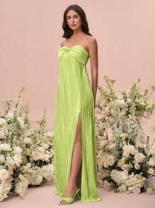 Glamine Đầm dài ngoại cỡ dành cho nữ, đầm xếp ly xẻ tà thanh lịch, đầm phù dâu, đầm dự tiệc cưới, đầm nữ xuân/hè, quần áo sinh nhật mùa hè, đầm thường ngày nữ, quần áo sinh nhật nữ. - màu xanh lá - Xem 4