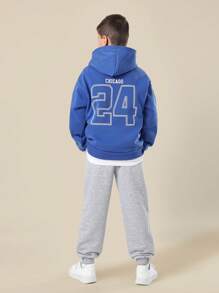 SUMWON Cozy Sports Chicago Varsity 数字卫衣连帽衫套装，冬季运动服搭配运动慢跑裤，青少年休闲运动服街头服饰