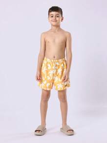 SUMWON Palm Tree Paradise Summer Swim Shorts Vacation Beach Pool Board Athletic California Style Elastic Band Mid Rise Surf Shorts