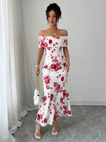 Elenzga Ladies Elegant Vacation Romantic Summer Long Dress - Apricot - View 3