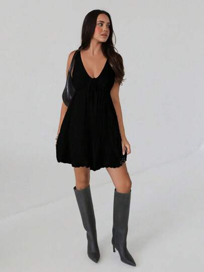 Roylia Sleeveless Tie Bow Layered Tulle Dress For Women