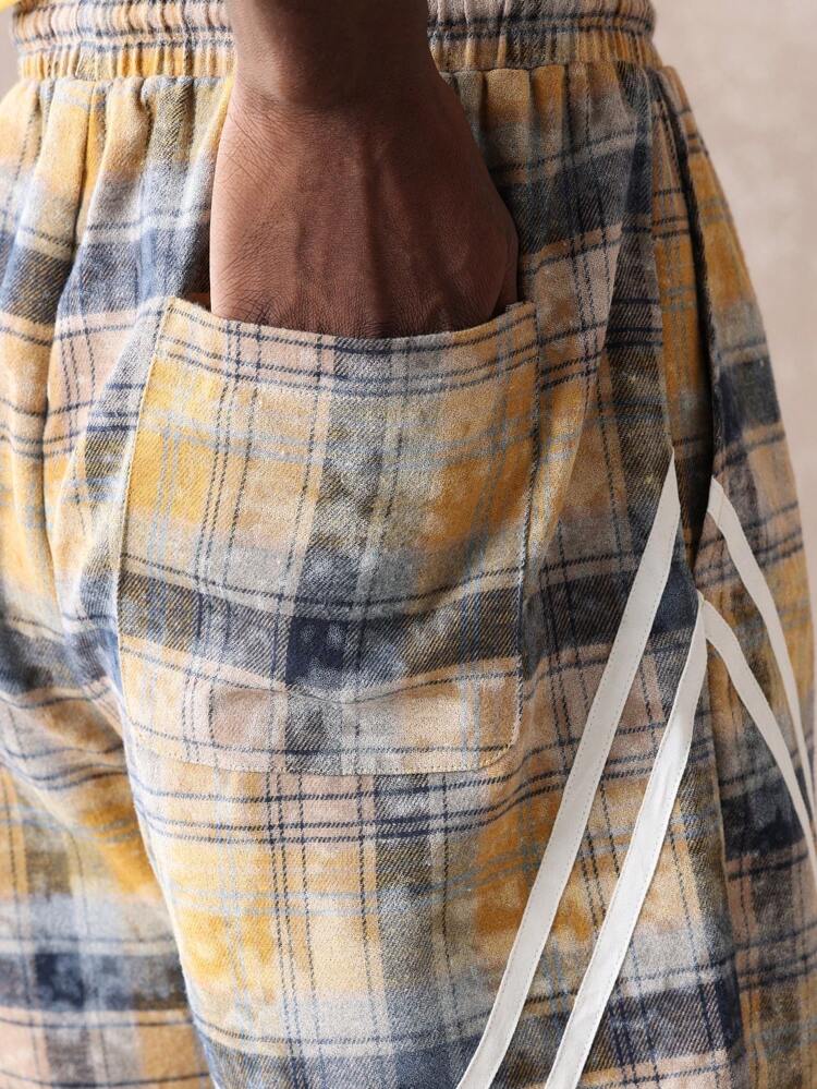 Plaid Drawstring Casual Shorts