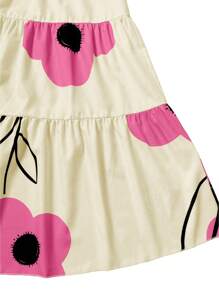 Breezaya Đầm xòe in hoa lớn thời trang ngày lễ cho kỳ nghỉ bãi biển dành cho phụ nữ - Màu Hồng baby - Xem 6