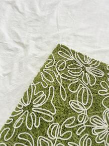 Soleia 女士绿色刺绣纹理面料拼接系带短裤，适合节日、婚礼、派对、约会、下午茶、音乐节、海滩、夏季、波西米亚风、度假、钩针编织、亚麻 - 綠色 - 查看 8