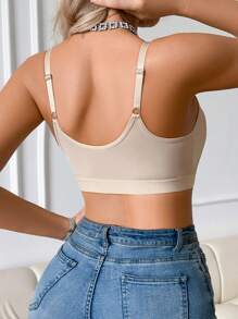 SHEIN 1pc Women's Front Closure Wireless Bra - Apricot - View 2