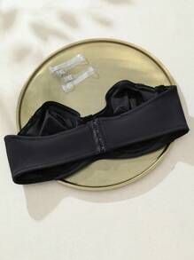 Plus Size Detachable Transparent Strap Sexy Underwire Cup Bra, Lift - Black - View 7