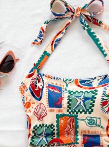 Soleia 女士度假针织浪漫粉色芙蓉印花吊带褶皱腰修身时尚吊带背心，适合春夏时尚、派对、约会、情人节、下午茶、复活节、狂欢节、海滩巡游度假 - 彩色 - 查看 8