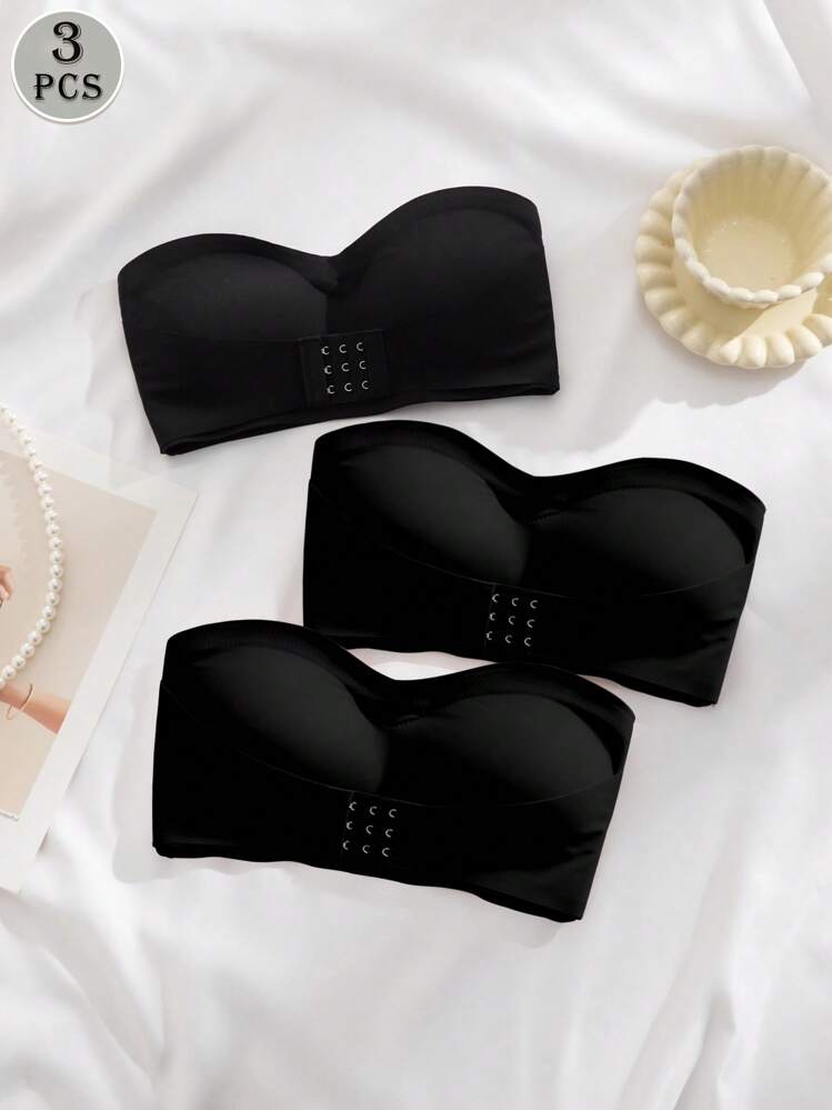 Snug Zone 3件套女士前扣式无钢圈文胸 - 黑色 - 查看 2