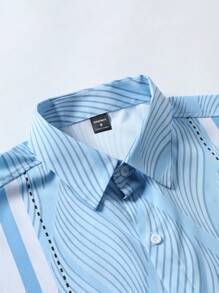 Manfinity RSRT Áo sơ mi nam tay ngắn cài nút màu tương phản dành cho nam Áo sơ mi nam Áo sơ mi nam mùa hè Áo sơ mi đẹp dành cho nam Áo sơ mi mùa hè Áo sơ mi nam Áo sơ mi nam, Áo sơ mi xanh nhạt và trắng, Áo sơ mi nam xanh trắng - Xanh và trắng - Xem 4