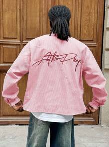 AXEPEAK Camisa holgada de manga larga con rayas, inspirada en la moda callejera