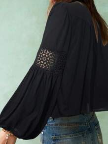 Bohemela Vacation Casual Embroidered V-Neck Women's Shirt