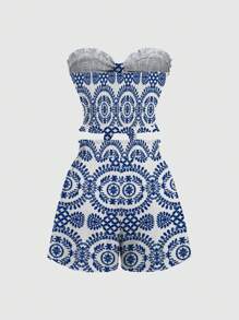 Sweetra Slim Fit Two Pieces Clothes Set With Wrapping Top Summer Co Ordbeach Co Ordfestival Co Ord - Multicolor - View 2