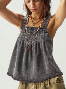 Bohemela Women's Summer Casual Washed Backless Camisole - Grey - View 6