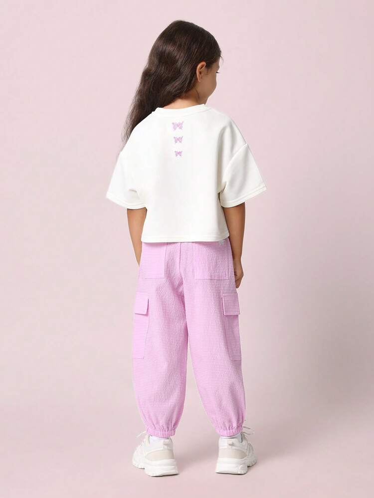 Butterfly Logo Boxy Crop T-Shirt And Cargo Jogger Co-Ord