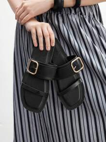 CUCCOO BIZCHIC Women 2025 New Black Flat Comfortable Sandals - Black - View 2