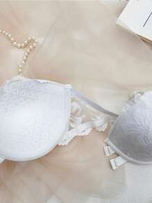 1pc Minimalist Sexy Lace Patchwork Front Closure Wireless Bra, Strapless For Women - White - View 6
