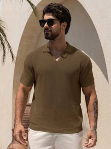 DAZY 男士纯色军绿色纹理面料休闲衬衫，夏季，返校服装