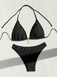 SHEIN Swim 女士泳装套装、沙滩装和夏季服装 - 黑色 - 查看 2