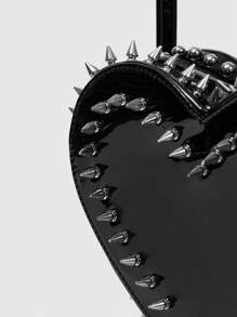 ROMWE Grunge Punk Cute Punk Street Preppy Y2K Style Rivet Backpack For Women, School Backpack - Black - View 5