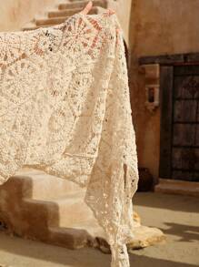 Swim Chiccia Women's Solid Color Hollow Out Backless Sleeveless Crochet Maxi Dress Swimwear Cover Up, Summer