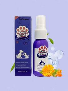 SHEIN 1pc 30ml Pet Teeth Cleaning Spray, Effective Deodorizer For Cat/Dog Mouth Odor And Tartar Removal, Oral Care Without Brushing