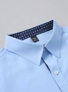 Calvornis Men's Casual Business Long Sleeve Shirt With Contrast Collar And Cuffs Men Fitted Shirts Men's Fashion Shirts, Fall - Baby Blue - View 6