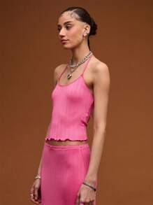 COUREZ Top de cuello halter de punto/Atuendos de verano para mujer Tops de verano para salir Tops casuales/Vintage Y2K