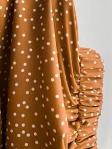 Soleia Plus Polka Dot Print Knot Side Ruffle Trim Wrap Hem Skirt Peplum Short Skirt - Multicolor - View 7