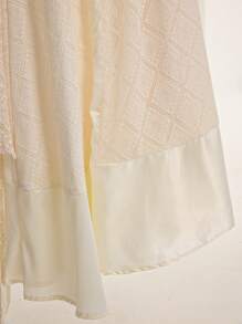 BELROSIE New French Style Sleeveless Mesh Patchwork Thick Satin Maxi A-Line Dress For Women Elegant FashionableOld Money Style  For Summer Spring Fall Autumn - Apricot - View 4